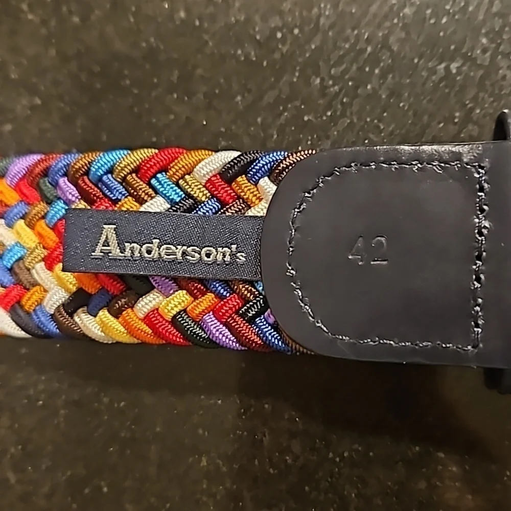 ANDERSON'S Paracord Woven Belt ~ Classic Rainbow 42 NWT
